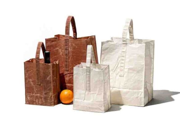 puebco waxed canvas grocery bags with handles  